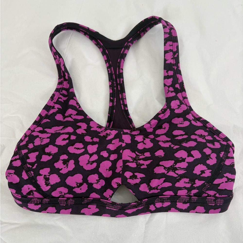 Lululemon Sports Bra Cherry Cheetah Sz 2 EUC